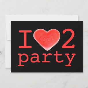 Sweet Heart 'I love 2 party' invitation black