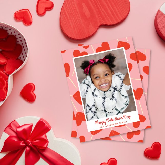 Sweet Heart Lollipops Valentine's Day Photo Card (Creator Uploaded)