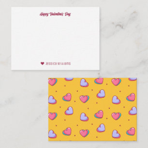 Sweet Heart Love Pattern Yellow Valentine's Day Card