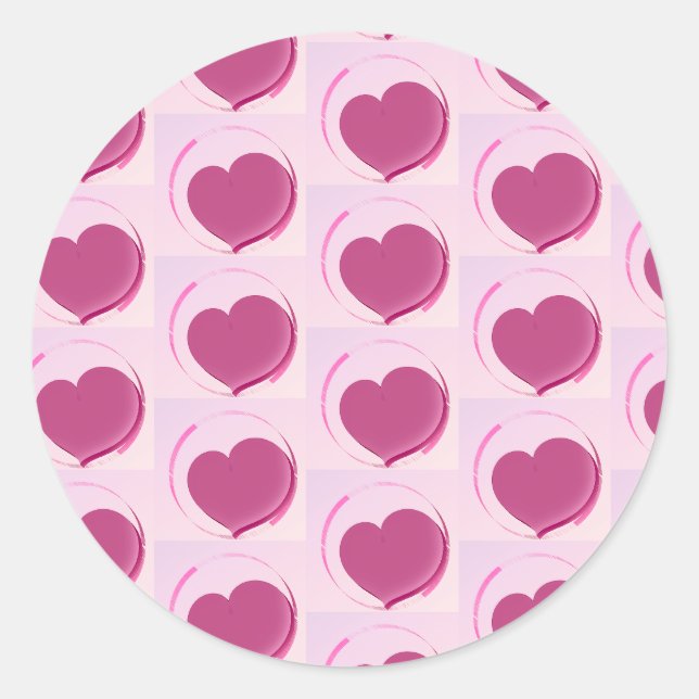 Sweet heart pattern!! classic round sticker (Front)