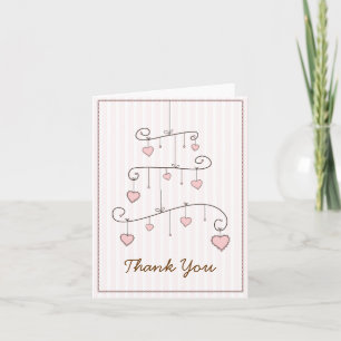 Sweet Heart Pink Baby Girl Thank You Card