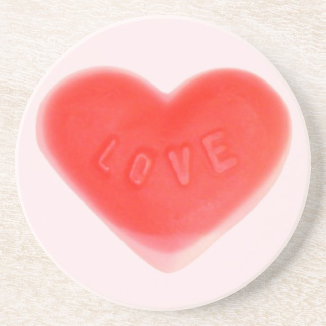 Sweet Heart Pink coaster round (Front)
