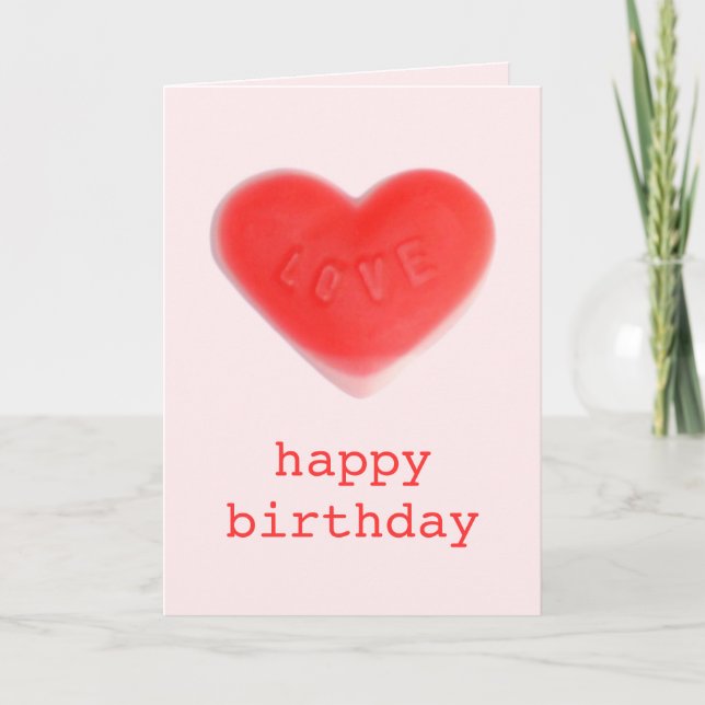 Sweet Heart Pink 'happy birthday' card portrait (Front)