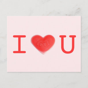 Sweet Heart Pink 'I love U' postcard