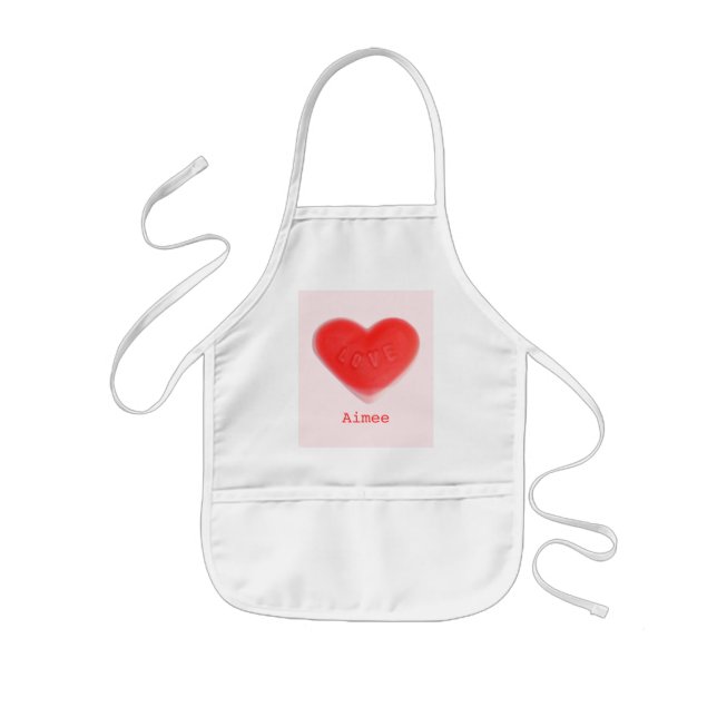 Sweet Heart Pink 'Name' apron kids (Front)