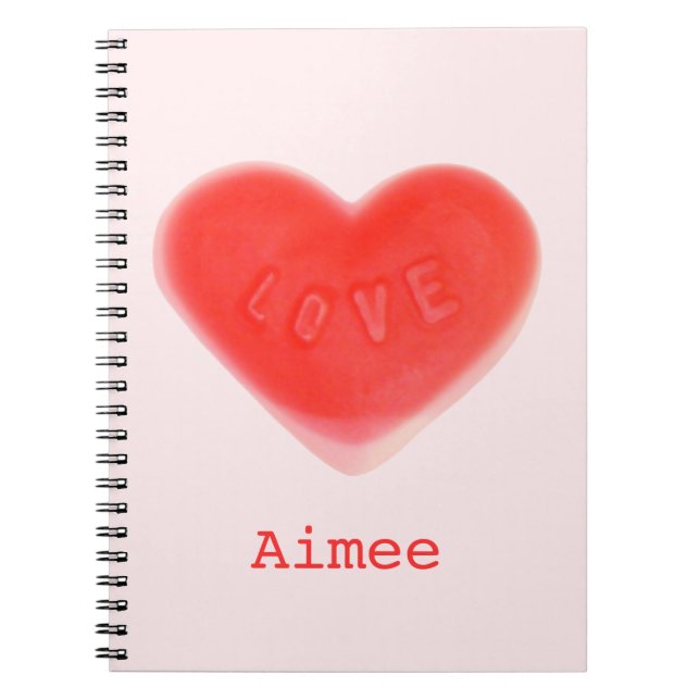 Sweet Heart Pink 'Your Name' notebook (Front)