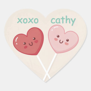 Sweet Heart Shaped Lollies Classroom Valentine Heart Sticker