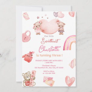 Sweet heart Valentine  Birthday Party  Invitation