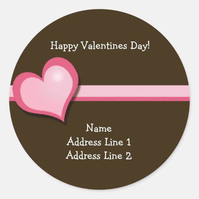 Sweet Heart Valentines Day Round Address Labels (Front)