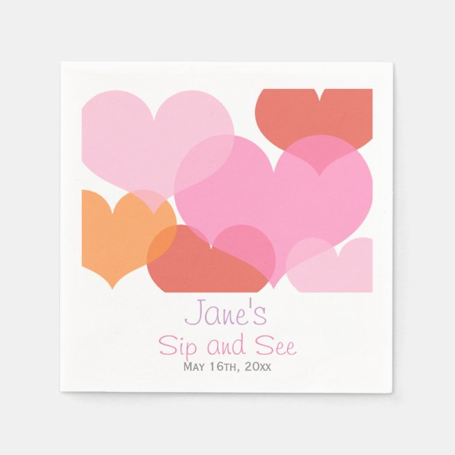 Sweet Hearts Baby Sip and See Napkin (Front)