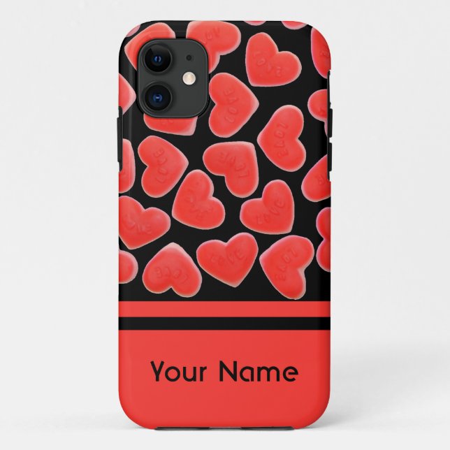 Sweet Hearts Black Name iPhone case (Back)