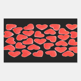 Sweet Hearts Black sticker rectangle