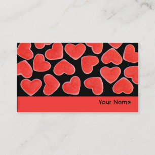 Sweet Hearts Black stripe business card red