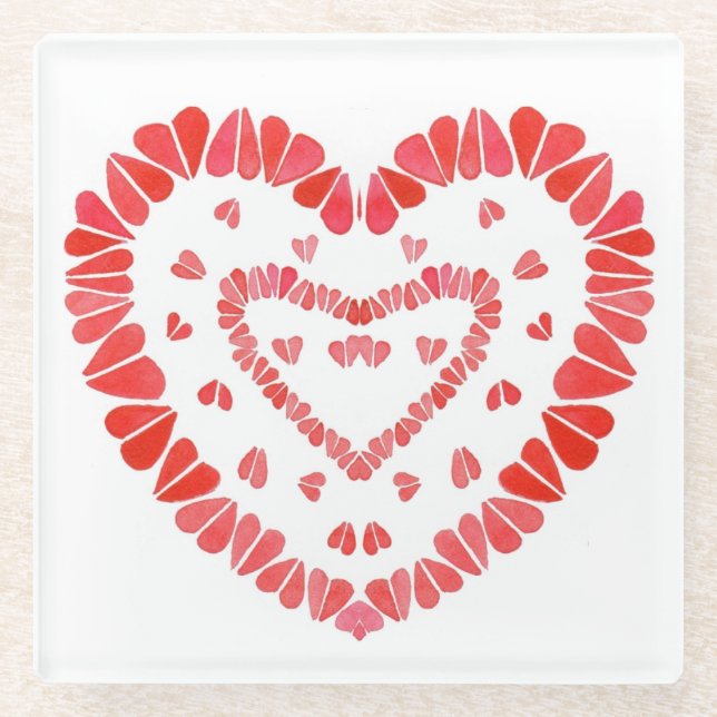 SWEET HEARTS Glass Beverage Coaster (Front)