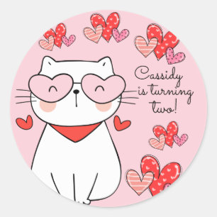 Sweet Hearts Kitten, Are You Kitten Me Birthday  Classic Round Sticker