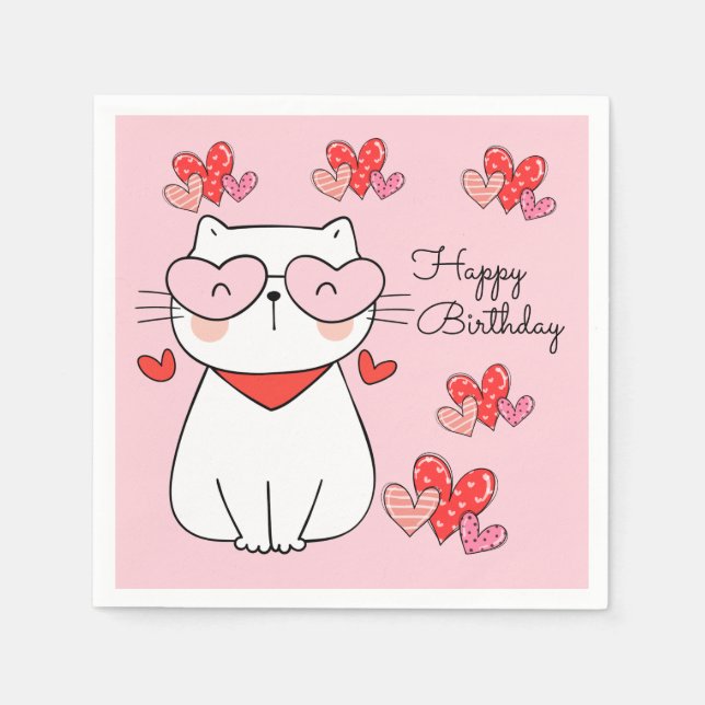 Sweet Hearts Kitten, Are You Kitten Me Birthday  P Napkin (Front)