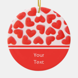Sweet Hearts Pink 'text' 2 sides Ceramic Ornament