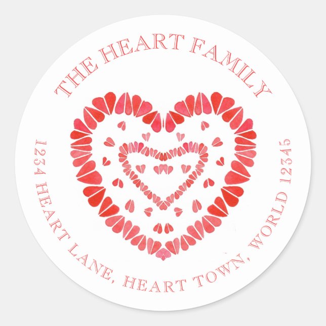 SWEET HEARTS Small Round Address Envelope Seals (Front)