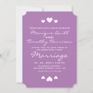 Sweet Hearts Soft Purple Wedding Invitation