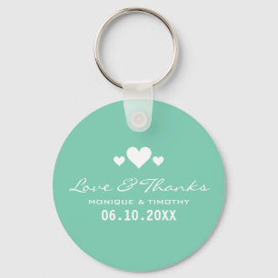 Sweet Hearts Soft Teal Wedding Thank You Key Ring