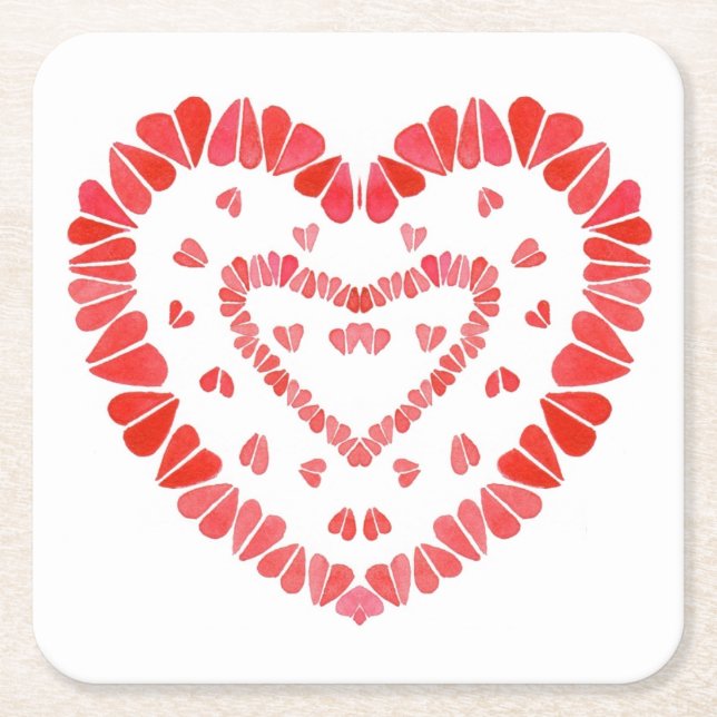 SWEET HEARTS Square Paper Coasters (Front)