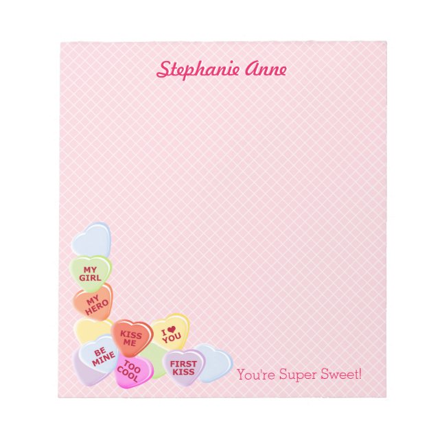Sweet Hearts Valentines Candy Notepad (Front)
