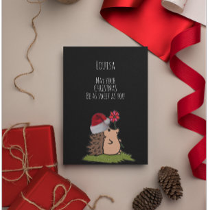 Sweet Hedgehog Customisable Christmas Card