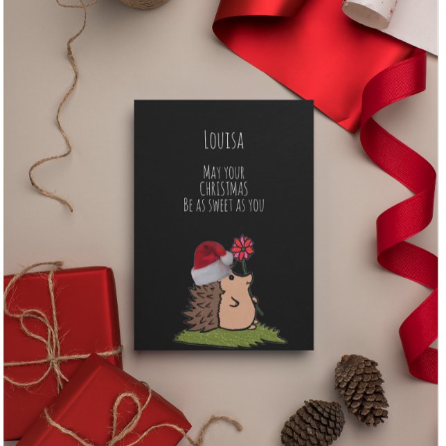 Sweet Hedgehog Customisable Christmas Card (Creator Uploaded)