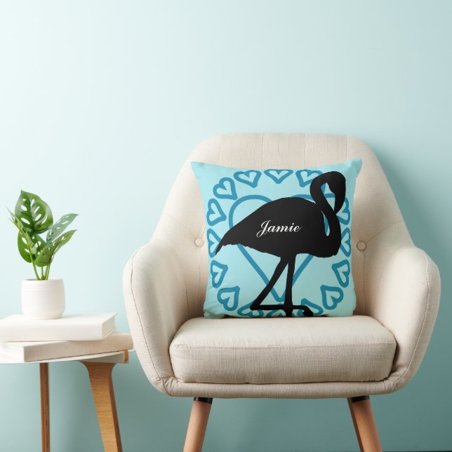Sweet Heqrt Circle Flamingo Teal Aqua Cushion (Chair)