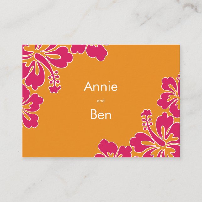 Sweet Hibiscus Wedding Directions Card (Front)