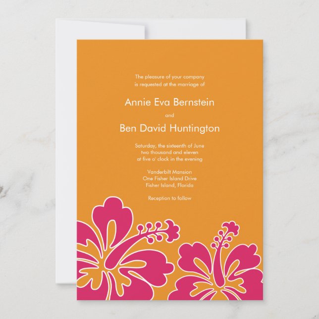 Sweet Hibiscus Wedding Invitation Card (Front)