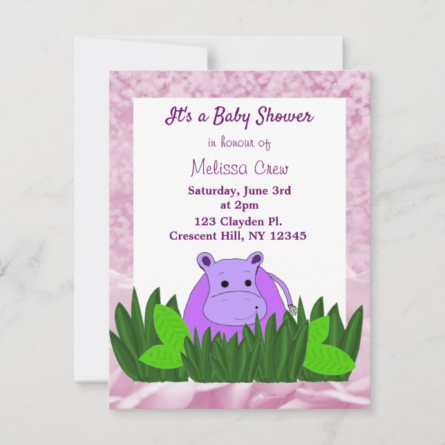 Sweet Hippo Baby Shower Invitation (Front)