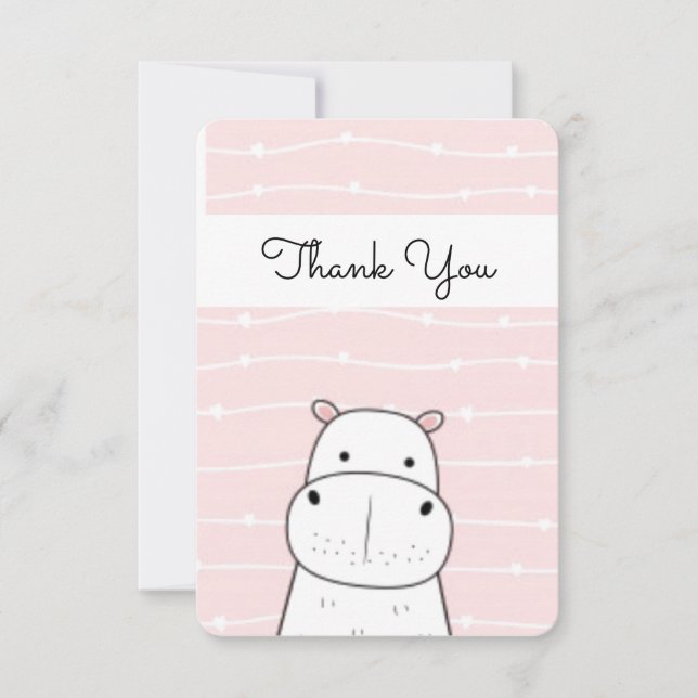 Sweet Hippo Thank You Card (Front)