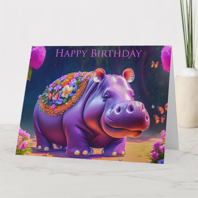 Sweet hippopotamus for a birthday card (Front)
