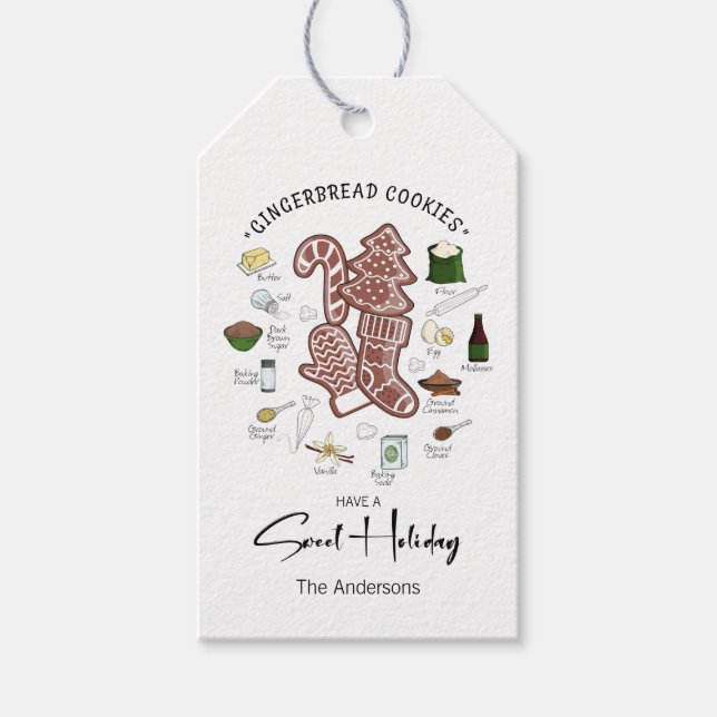 Sweet Holiday Gingerbread Holiday Gift Tags (Front)