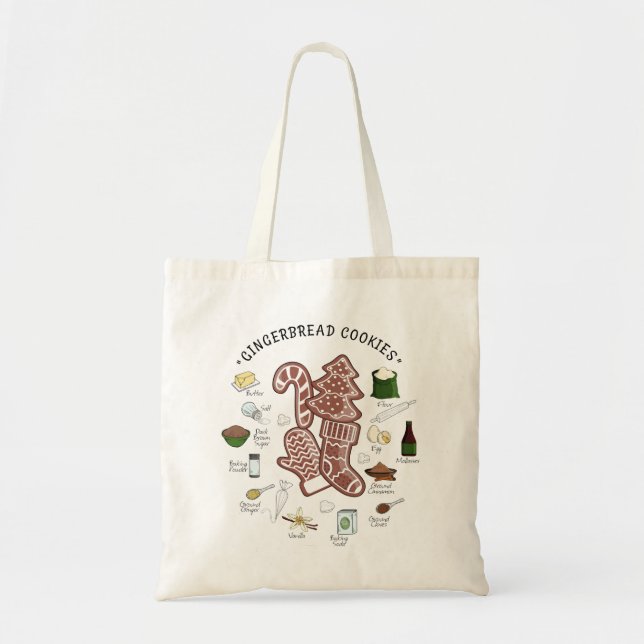 Sweet Holiday Gingerbread Holiday Tote Bag (Front)