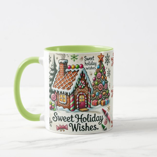 Sweet Holiday Wishes Candy House and Snow Mug (Left)