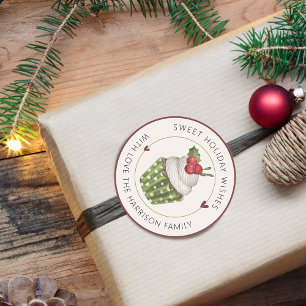 Sweet Holiday Wishes Cupcake Personalised Classic Round Sticker