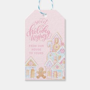 Sweet Holiday Wishes Pastel Gingerbread Gift Tags