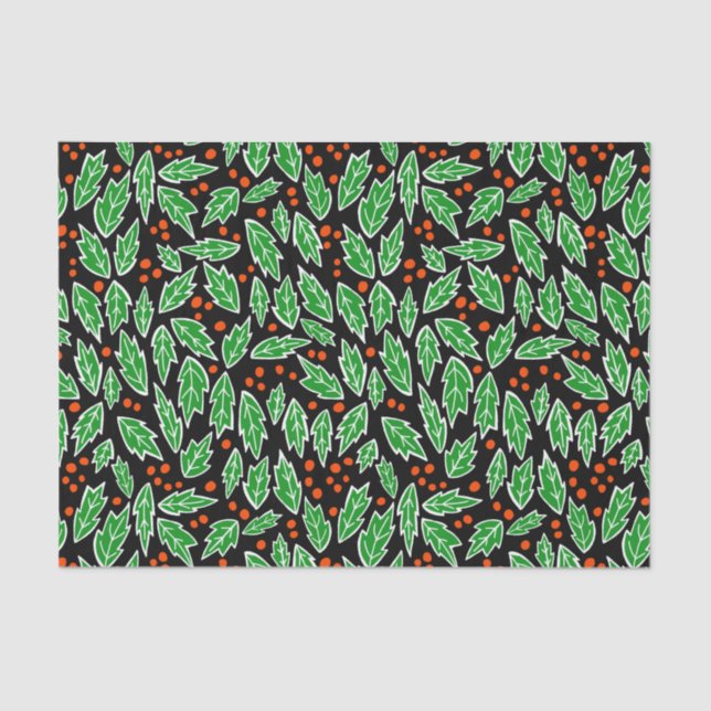 Sweet Holly Christmas Holiday Xmas Pattern Tissue Paper (Front)