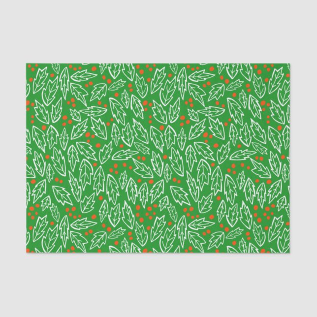 Sweet Holly Christmas Holiday Xmas Pattern Tissue Paper (Front)