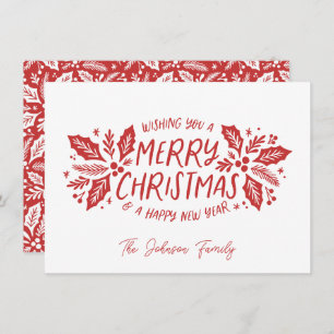 Sweet Holly Greenery Christmas Red Holiday Card