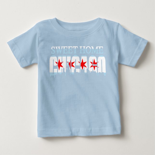 Sweet Home Chicago Flag Skyline Baby T-Shirt (Front)