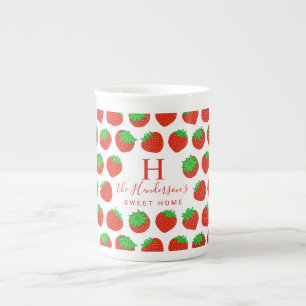 Sweet Home Family Monogram Strawberry Bone China Mug