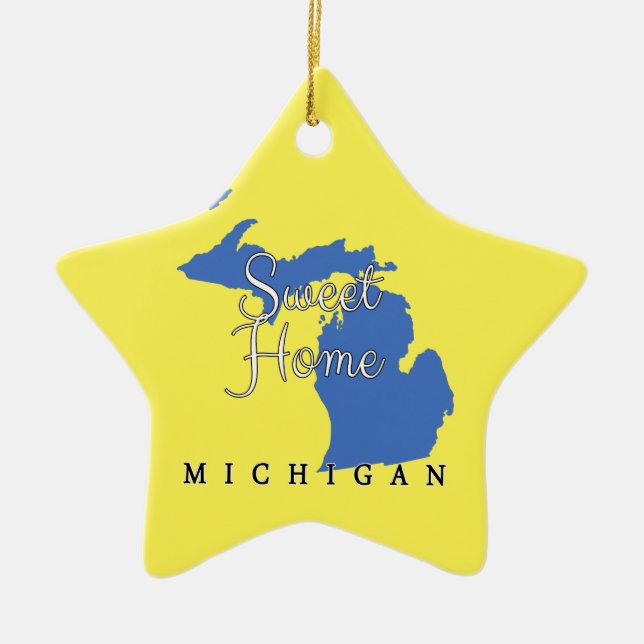 Sweet Home Michigan Ceramic Tree Decoration (Front)