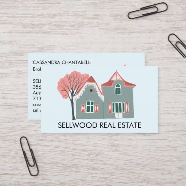 Sweet Home Real Estate Broker Agent Mortgage Art Business Card (Front/Back In Situ)
