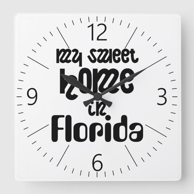 Sweet home square wall clock (Front)