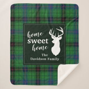 Sweet Home Tartan Davidson Personalised Plaid Sherpa Blanket