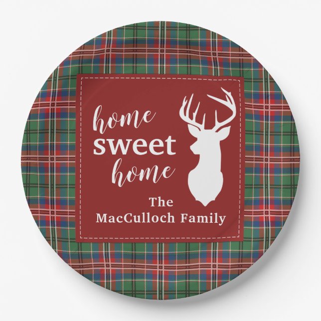Sweet Home Tartan Family Plaid Custom Paper Plate (Front)