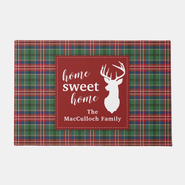 Sweet Home Tartan MacCulloch Personalised Plaid Doormat (Front)